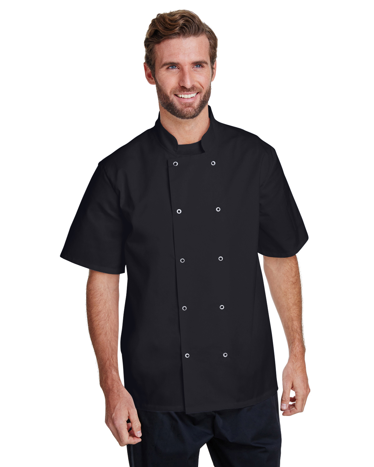 Artisan Collection by Reprime Unisex Studded Front Short-Sleeve Chef\'s Coat